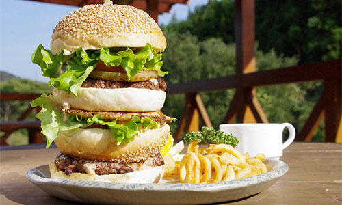 自然に囲まれたカフェでほっと一息